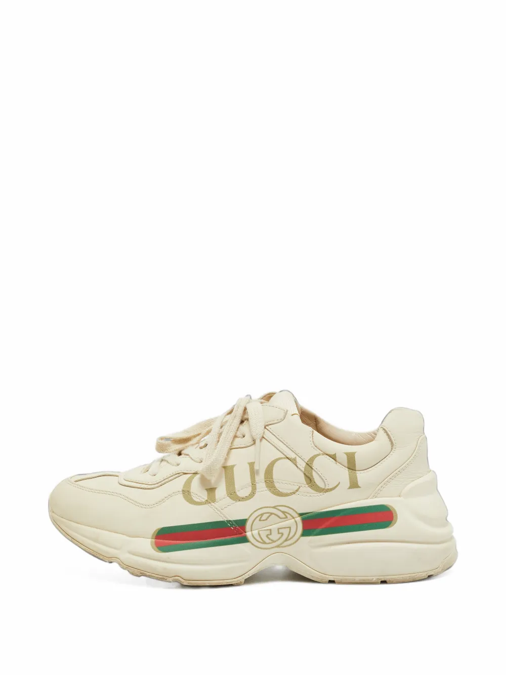 Gucci Pre-Owned Rhyton lace-up sneakers - Nude