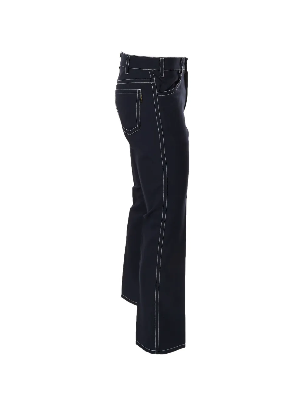 Pre-owned Sandro Contrast-stitch Straight-leg Trousers In Blue