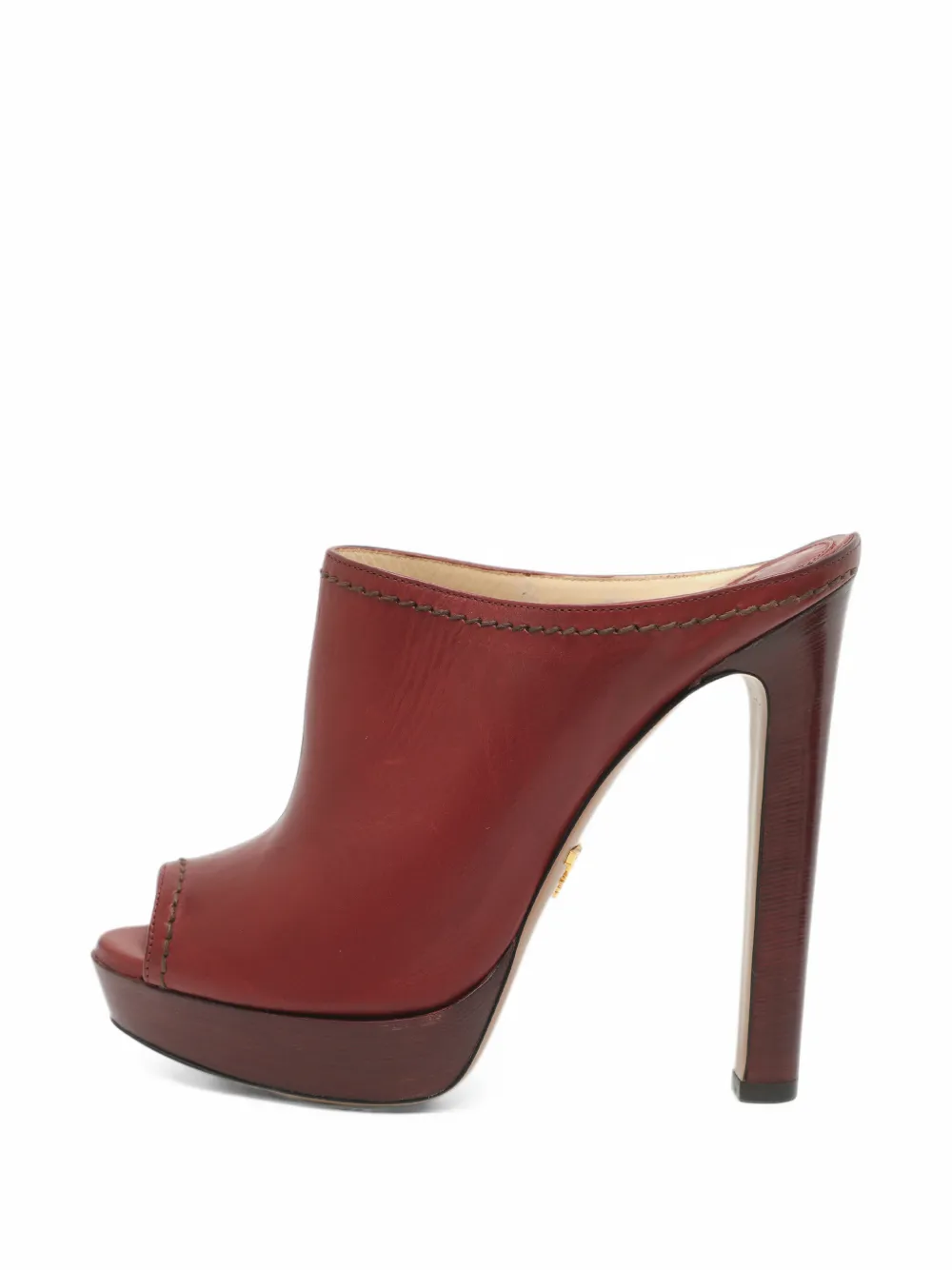 Prada Pre-Owned peep-toe leather heeled mules - Rouge Prada Pre-Owned peep-toe leather heeled mules - Rouge