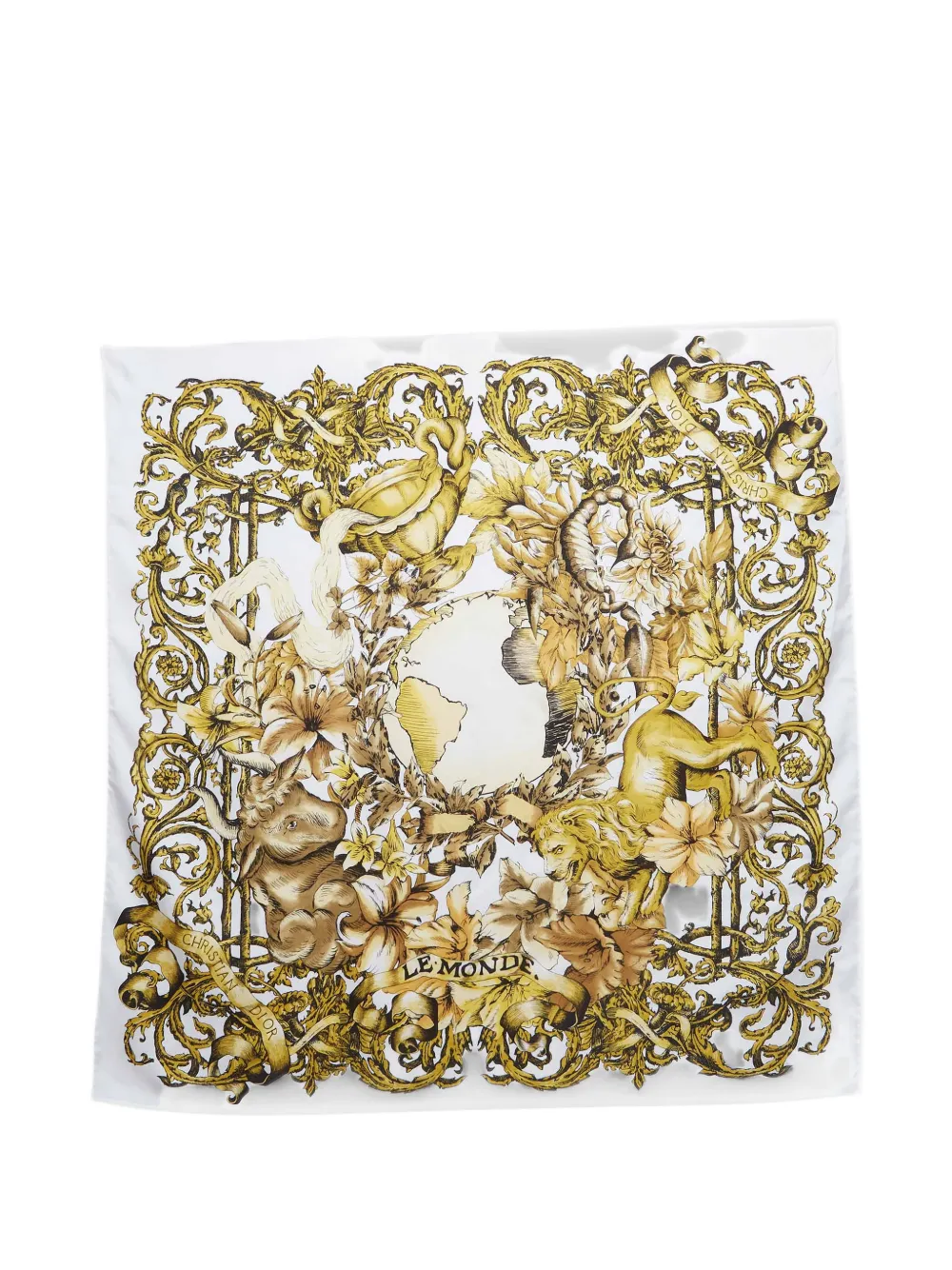 Christian Dior Pre-Owned Le Monde print scarf - Bianco
