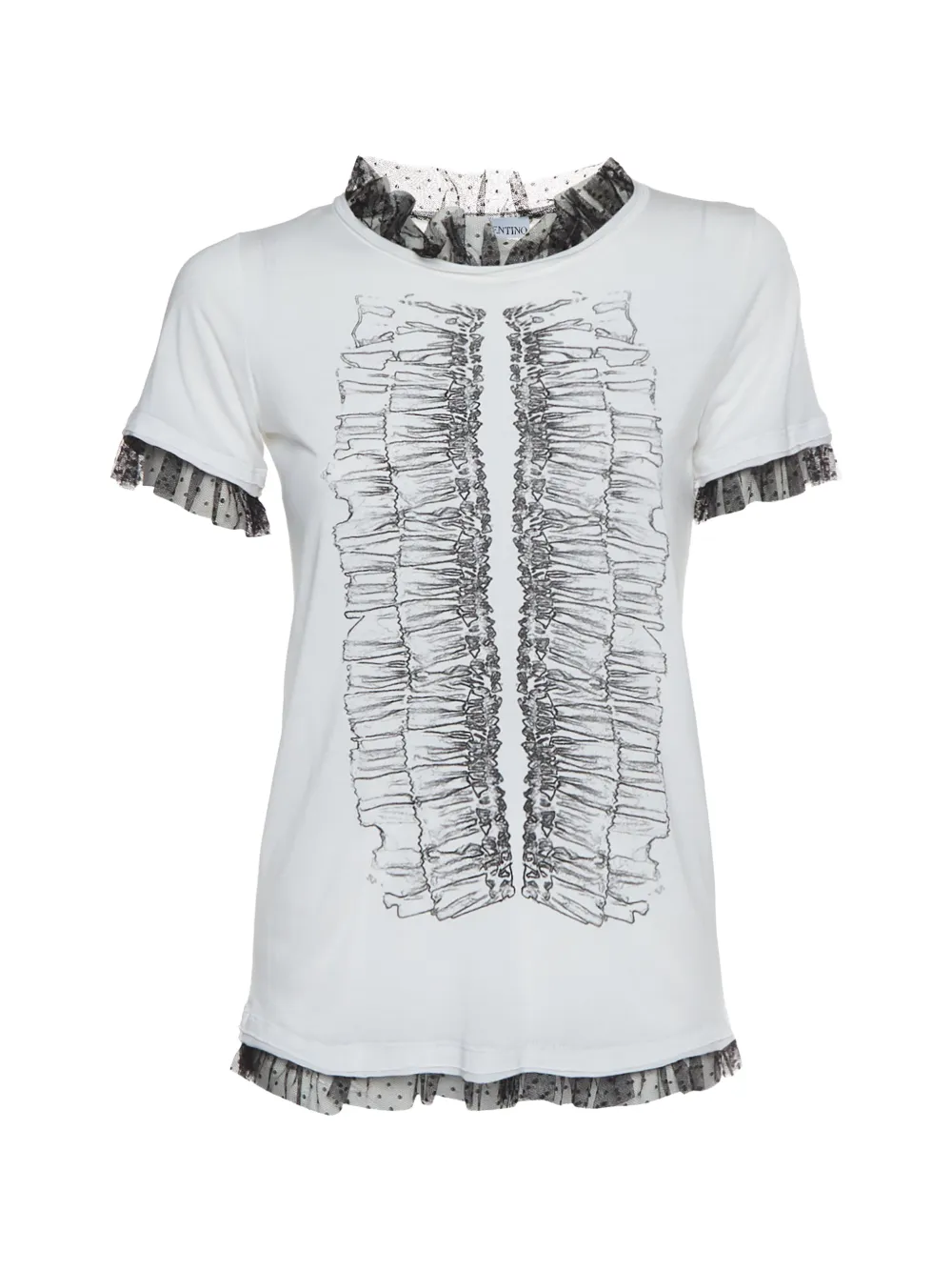 Red Valentino Vintage ruffle-print lace-trim T-shirt | ホワイト
