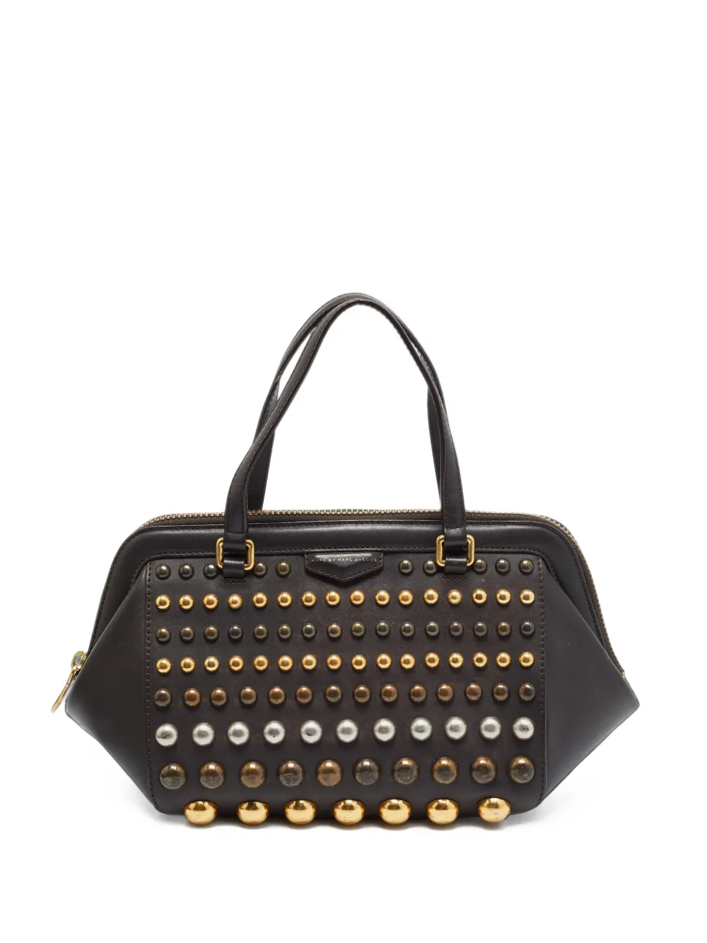 Marc By Marc Jacobs Thunderdome studded satchel bag - Marrone