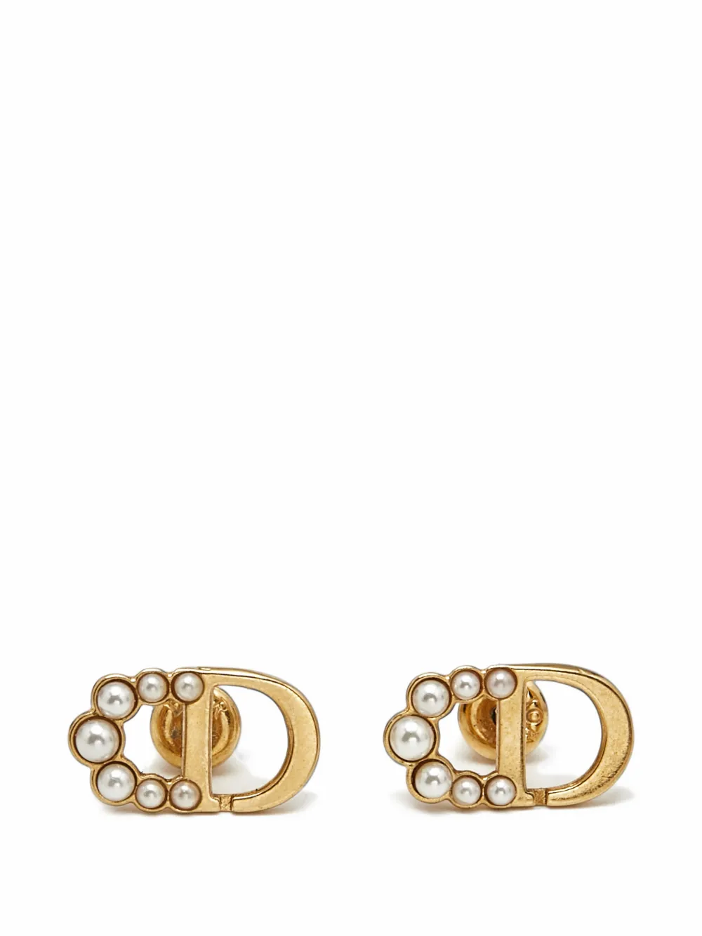 Christian Dior Pre-Owned CD logo faux-pearl earrings - Oro