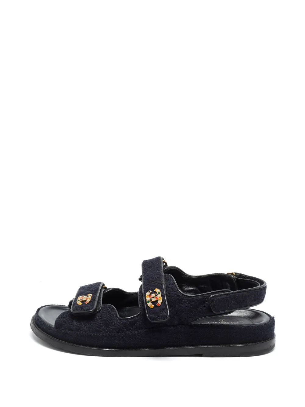 CHANEL Pre-Owned denim CC logo sandals - Blau