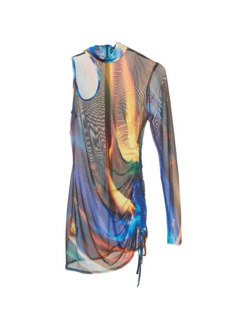 David Koma flame-print ruched mini dress