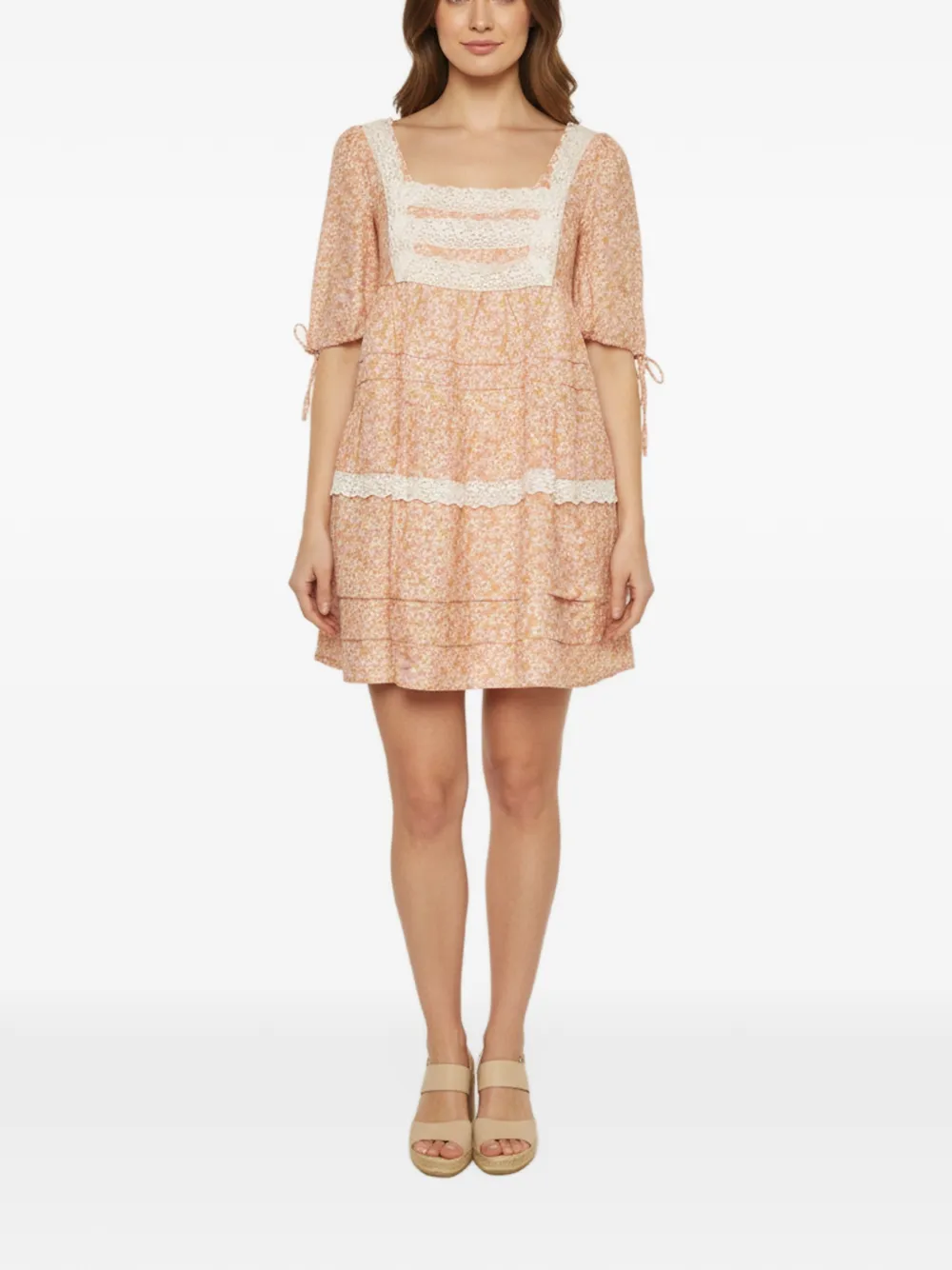 Maje Radola floral-print lace-trim dress - Arancione