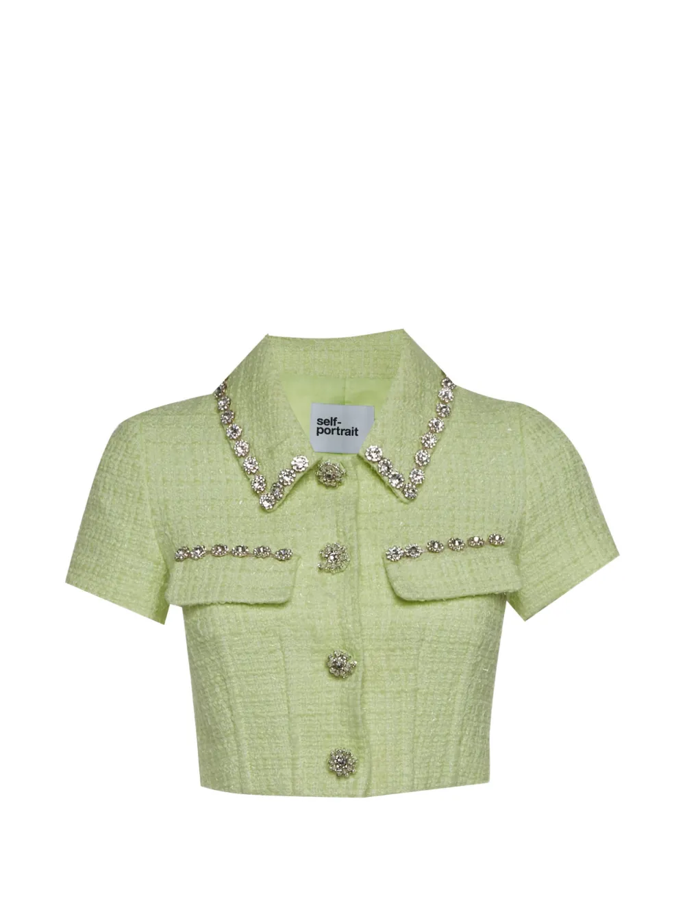Self-Portrait bouclé embellished blouse - Grün