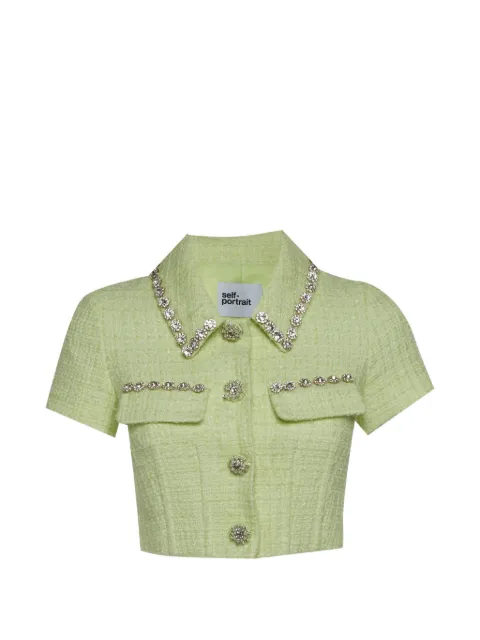 Self-Portrait bouclé embellished blouse