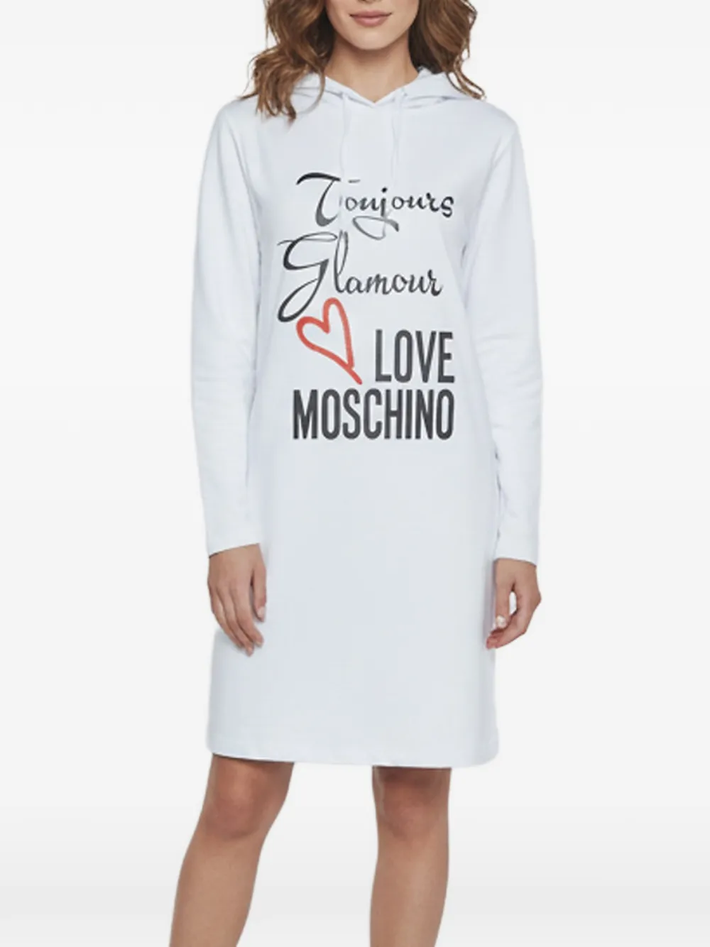 Love Moschino logo-print hoodie dress - Weiß