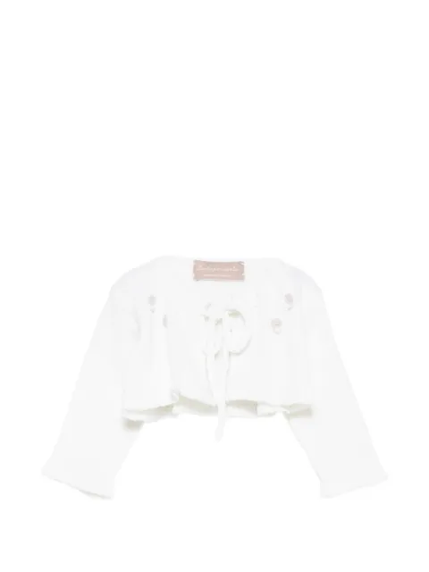 La Stupenderia floral-embroidered tie-fastening cardigan