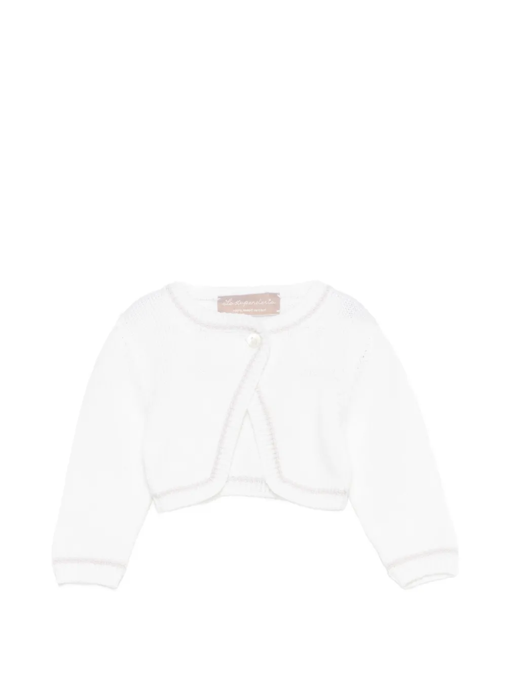 La Stupenderia lurex-trim cropped cardigan Wit