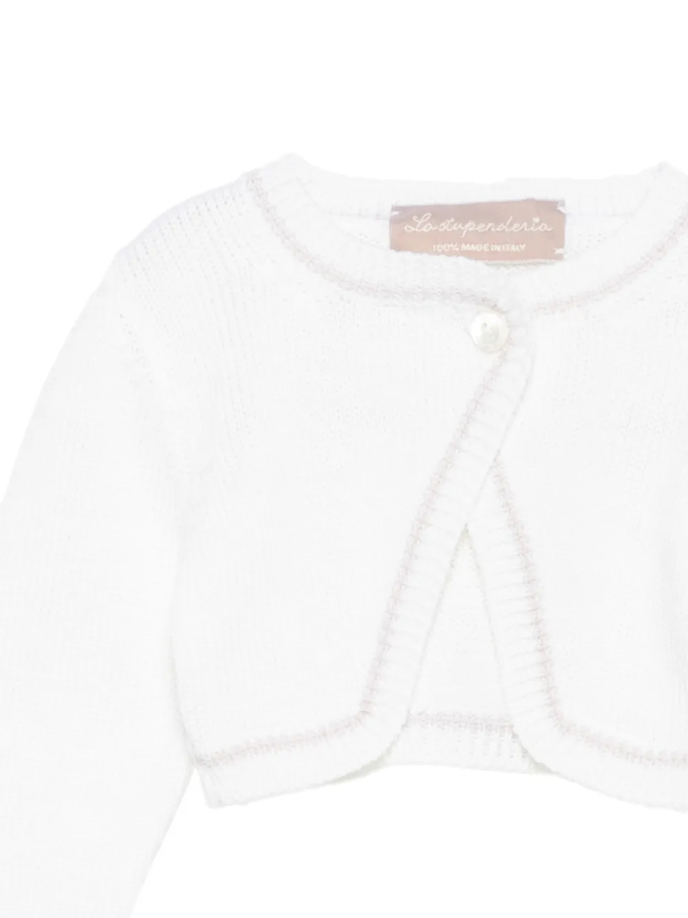 La Stupenderia lurex-trim cropped cardigan Wit
