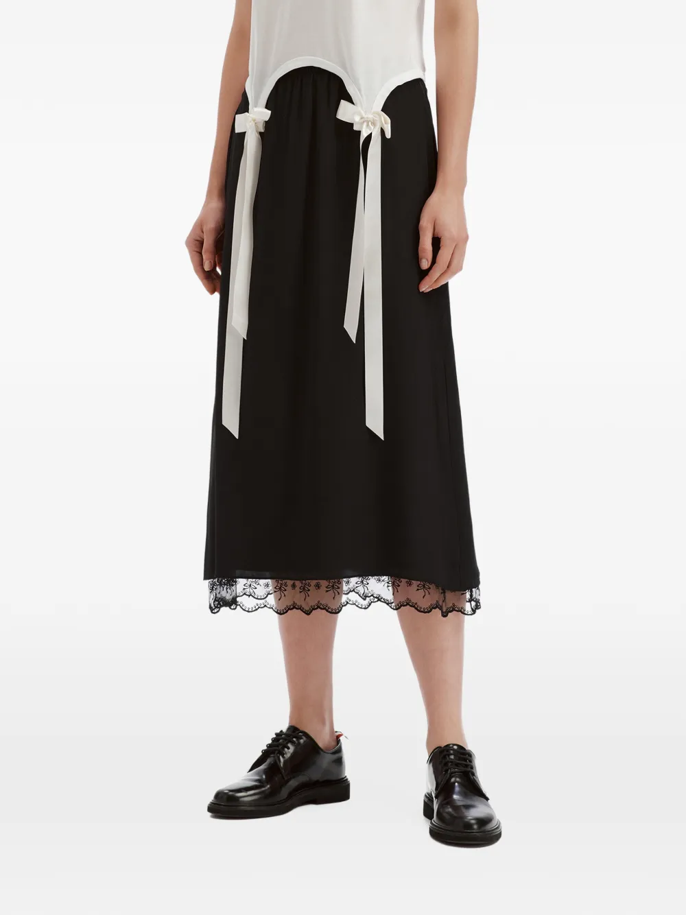 Simone Rocha Negligee lace-trim midi skirt Zwart
