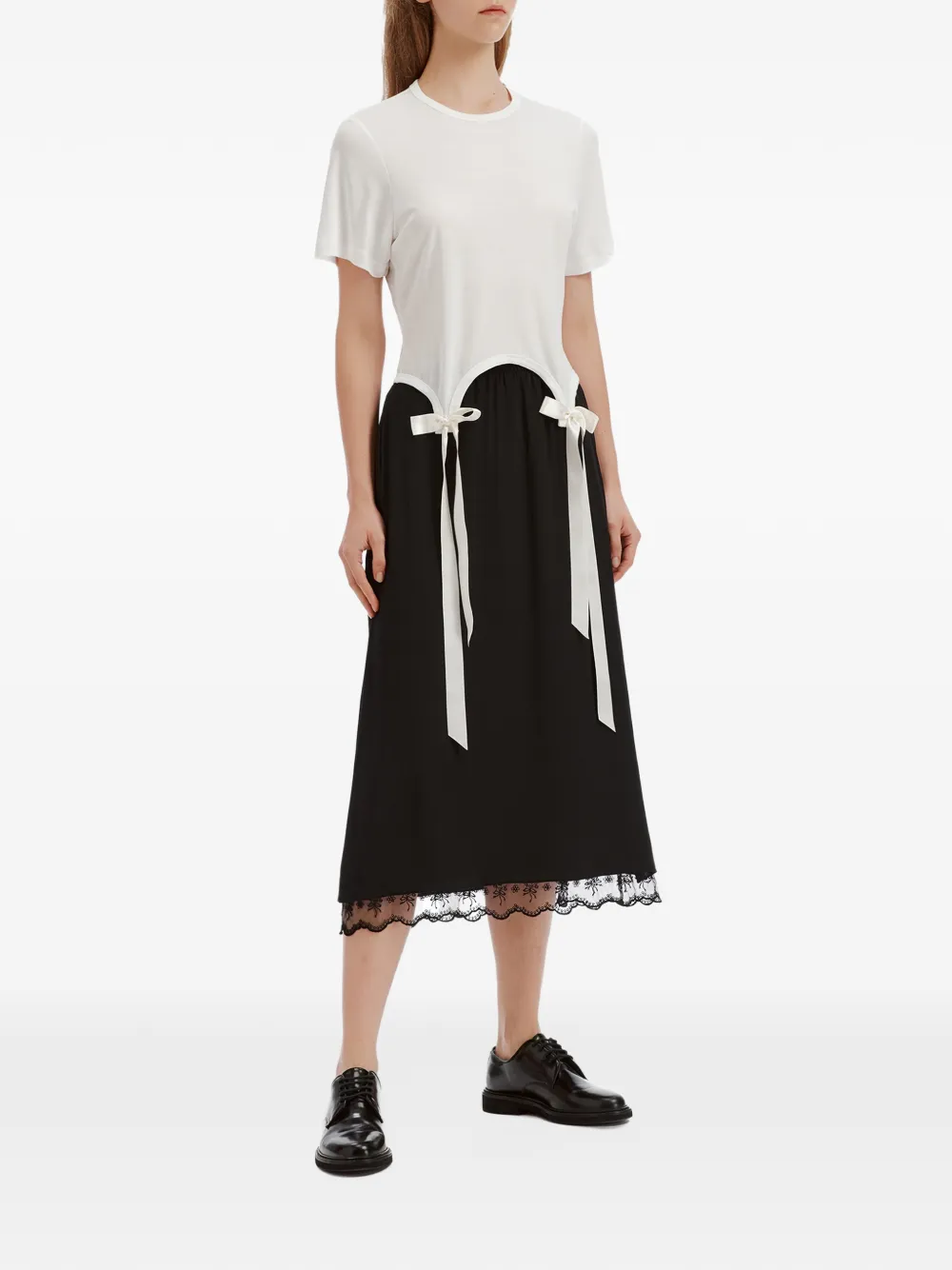 Simone Rocha Negligee lace-trim midi skirt Zwart