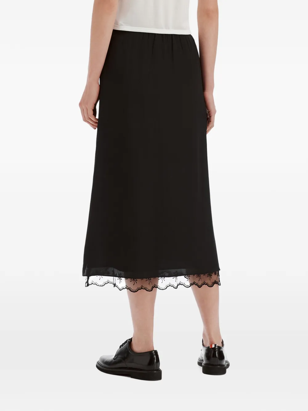 Simone Rocha Negligee lace-trim midi skirt Zwart