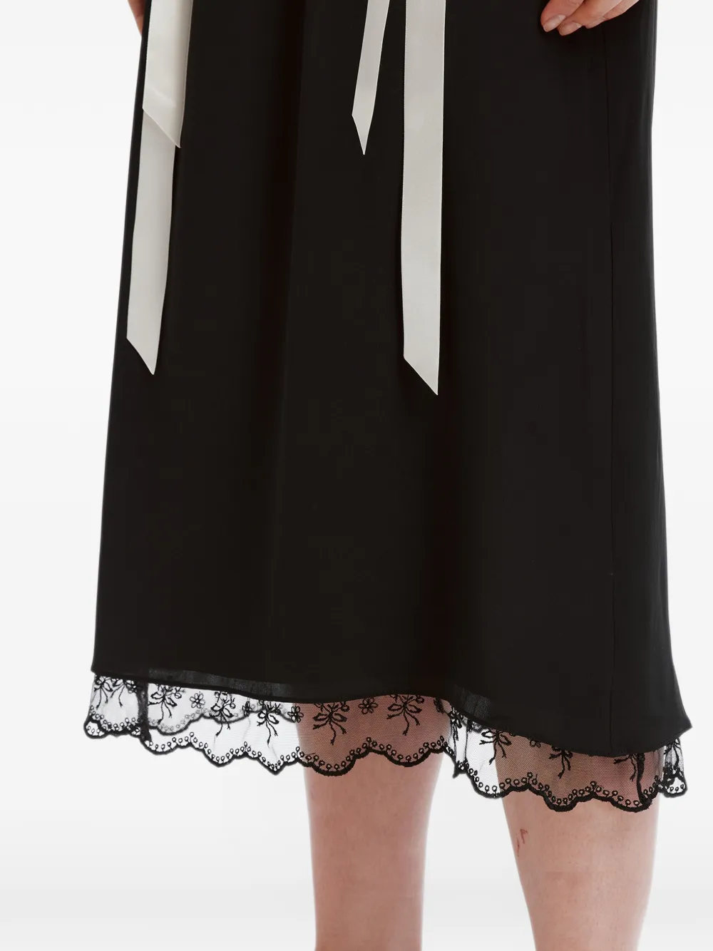 Simone Rocha Negligee lace-trim midi skirt Zwart