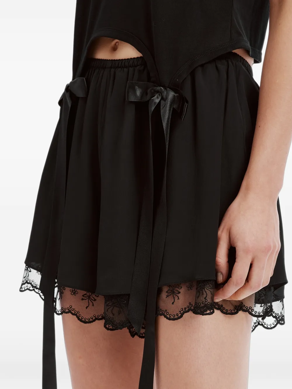 Simone Rocha Negligee lace-trim bow-detail shorts Zwart
