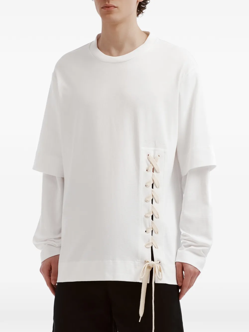 Simone Rocha lace-up double-layered T-shirt Wit