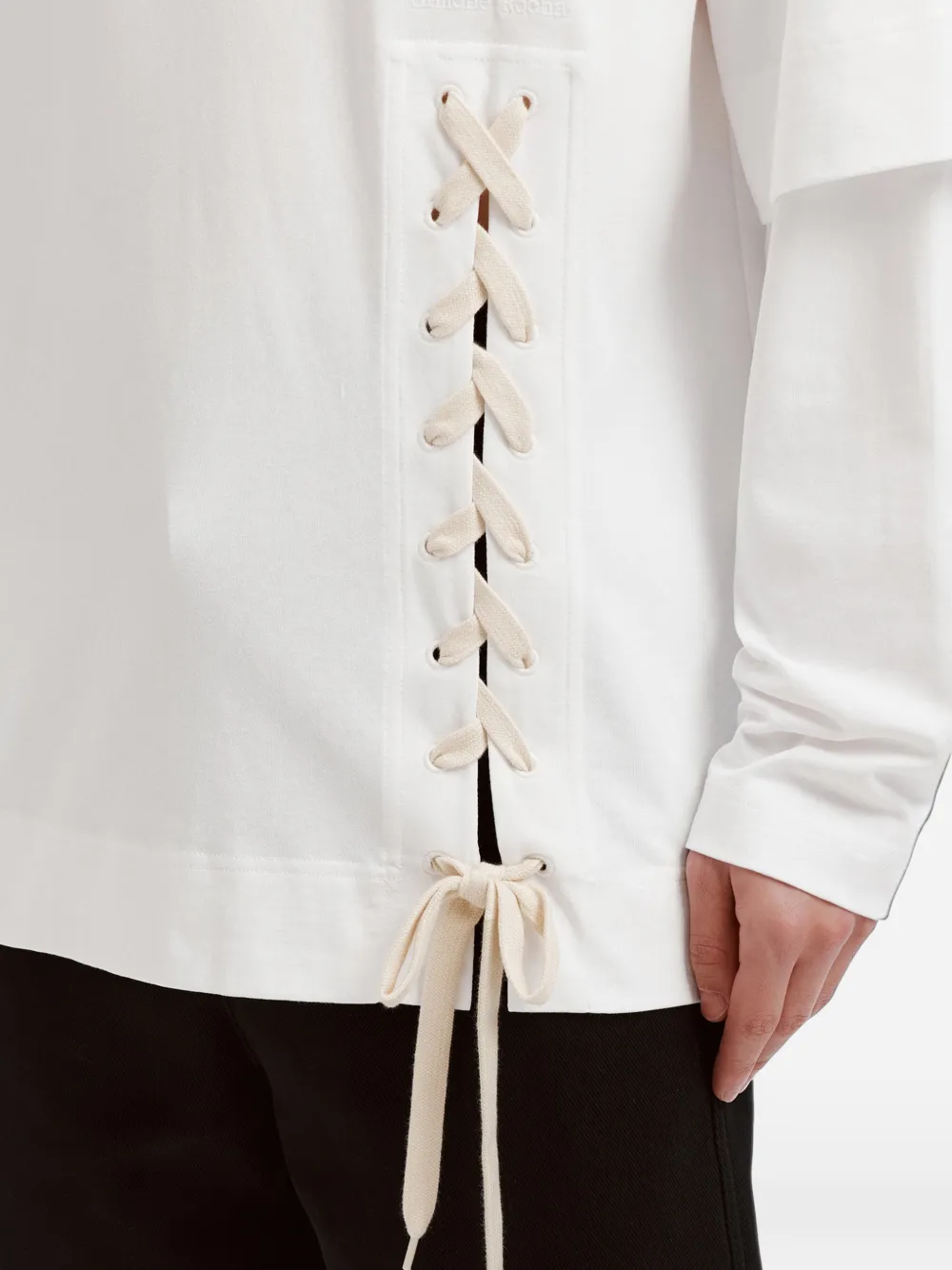 Simone Rocha lace-up double-layered T-shirt Wit