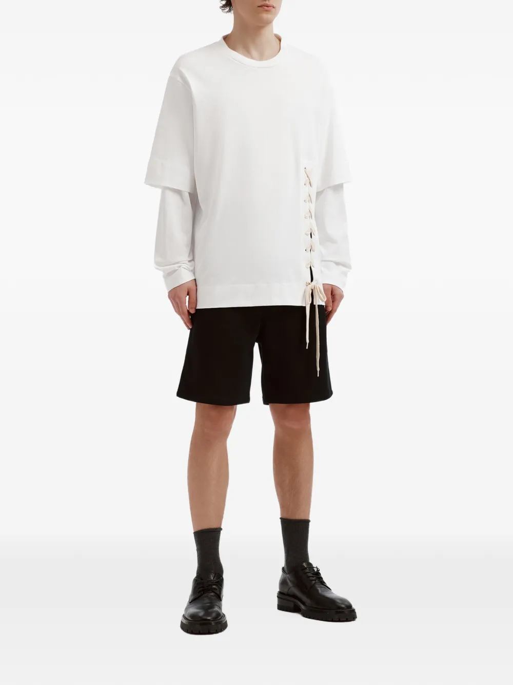 Simone Rocha lace-up double-layered T-shirt Wit