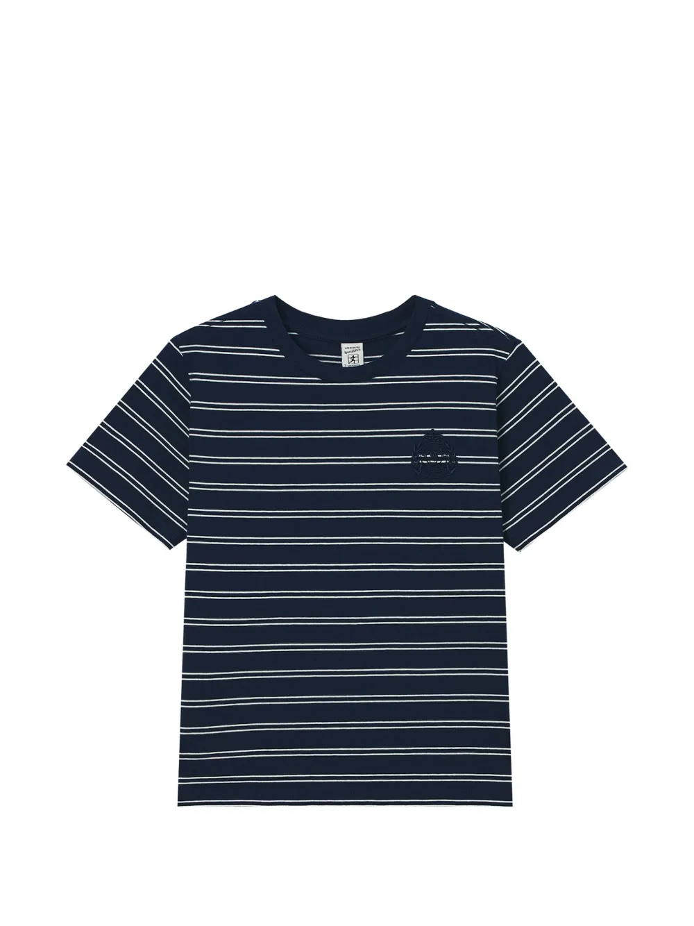 Sporty & Rich embroidered-logo striped T-shirt Blauw
