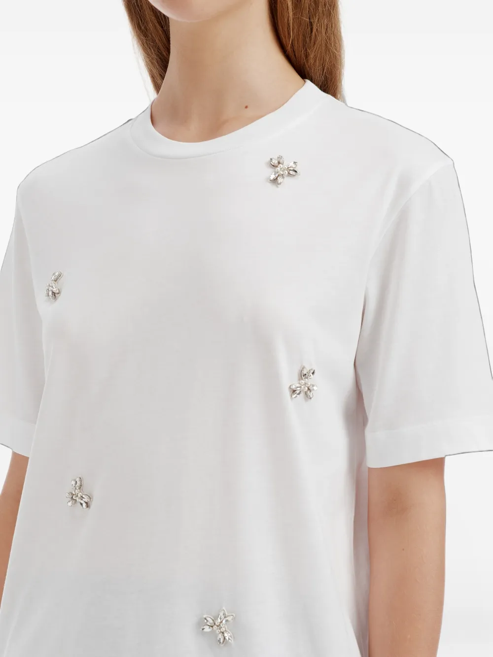 Simone Rocha crystal-embellished faux-pearl T-shirt Wit