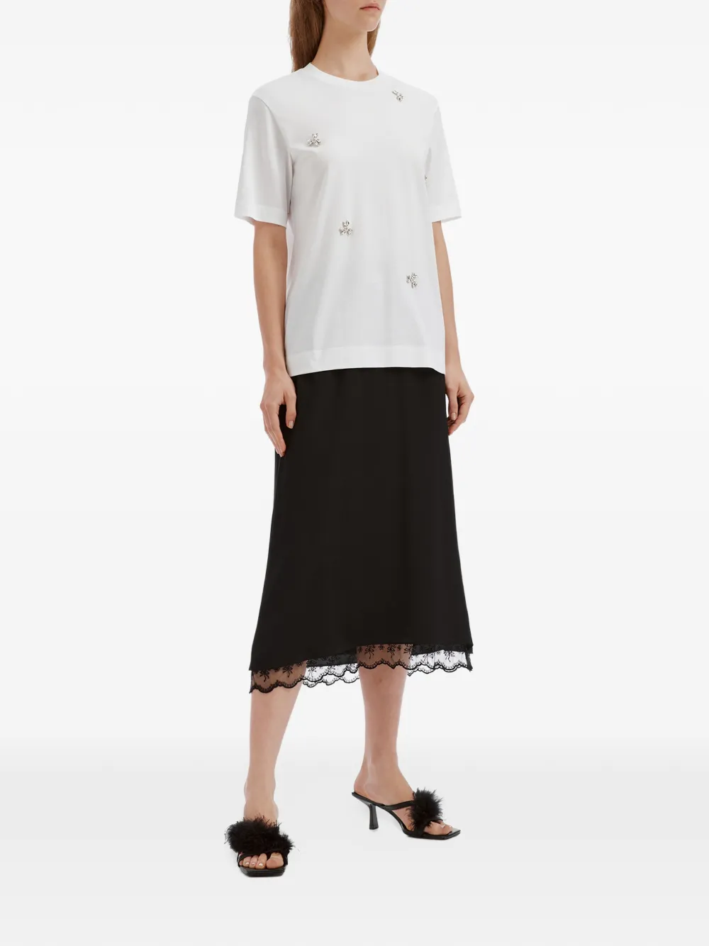 Simone Rocha crystal-embellished faux-pearl T-shirt Wit