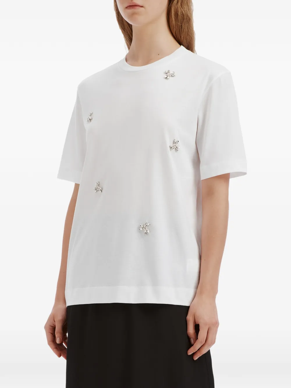 Simone Rocha crystal-embellished faux-pearl T-shirt Wit