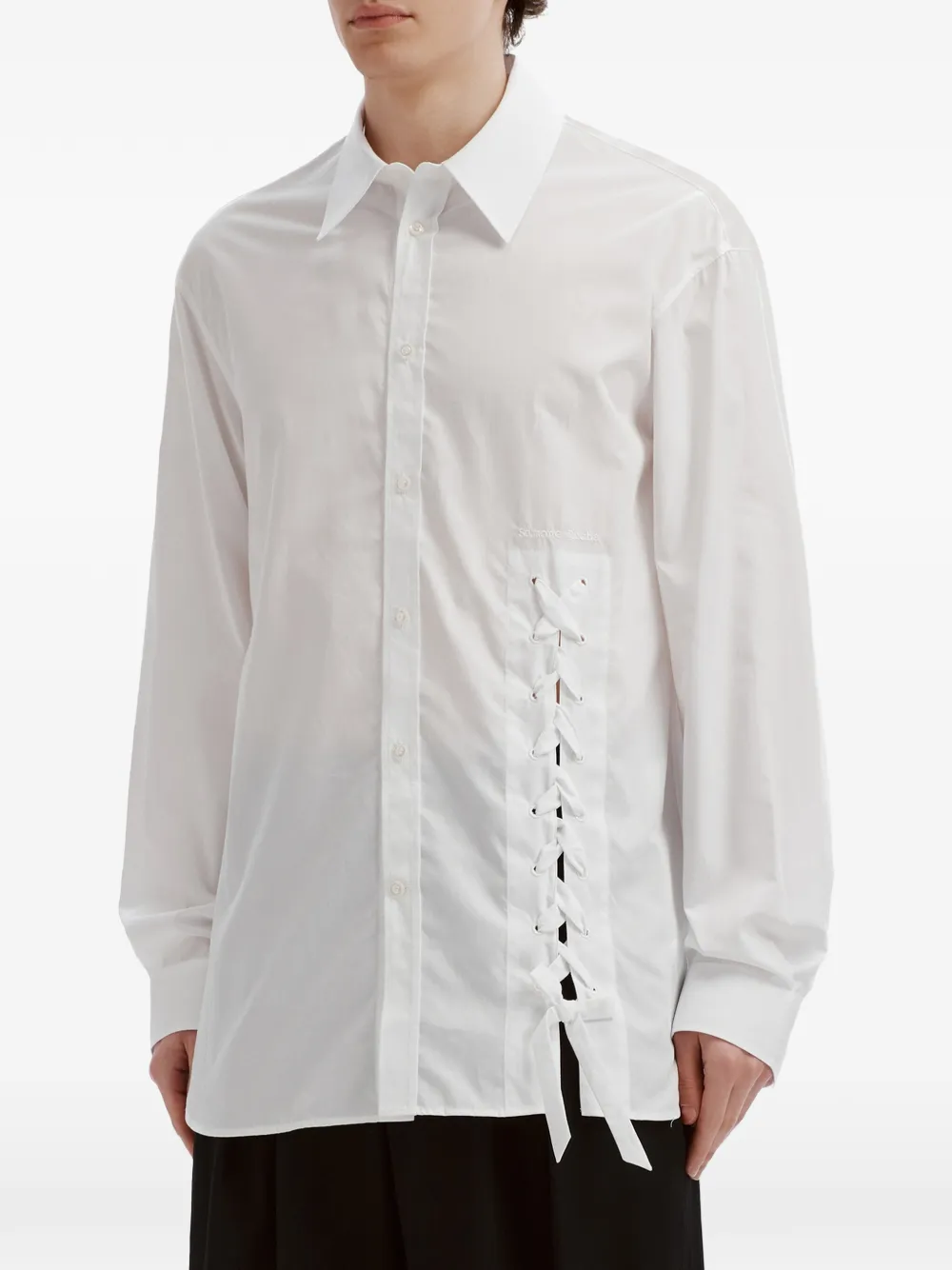 Simone Rocha Easy lace-up logo-embroidered shirt Wit