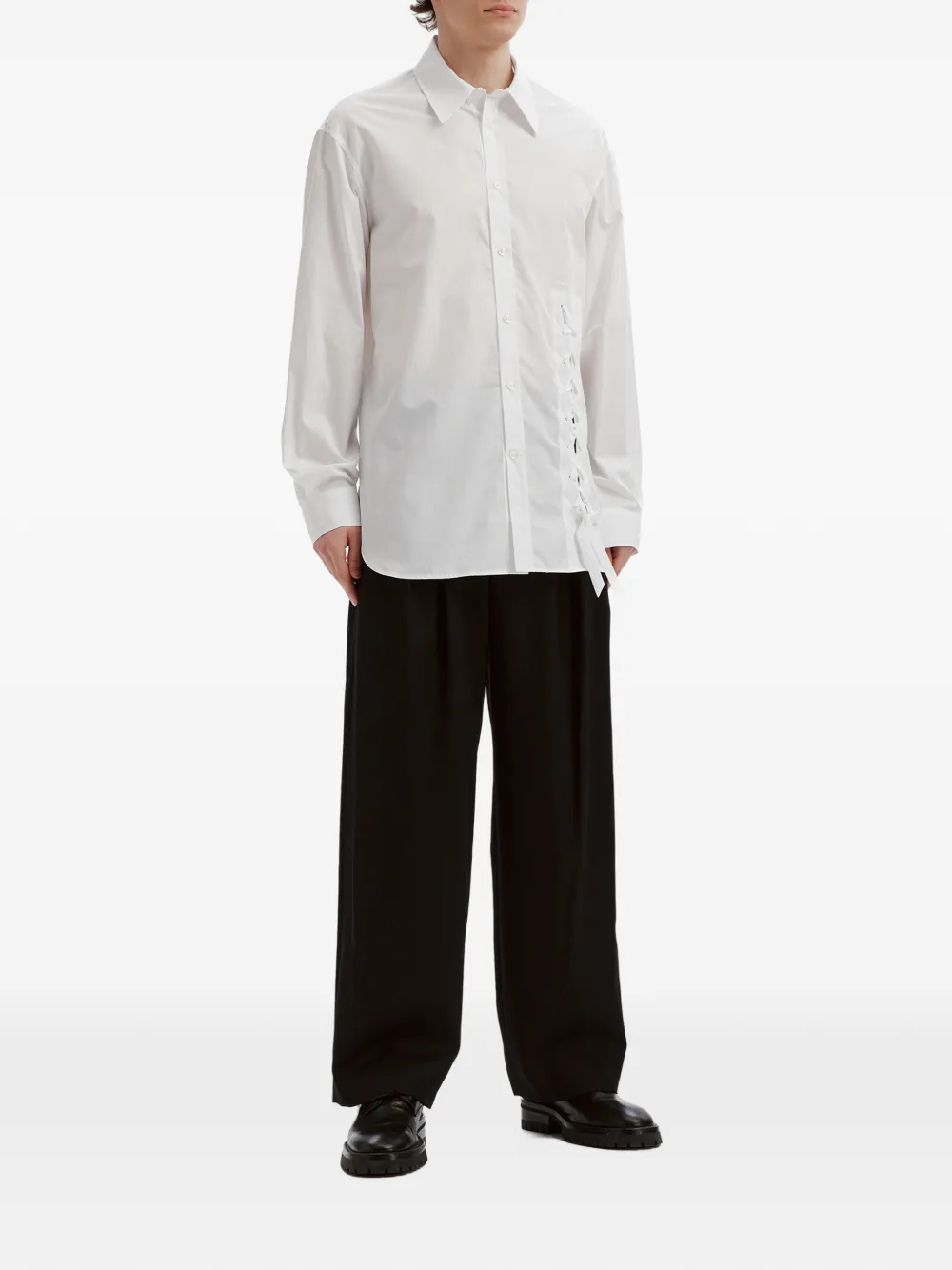 Simone Rocha Easy lace-up logo-embroidered shirt Wit