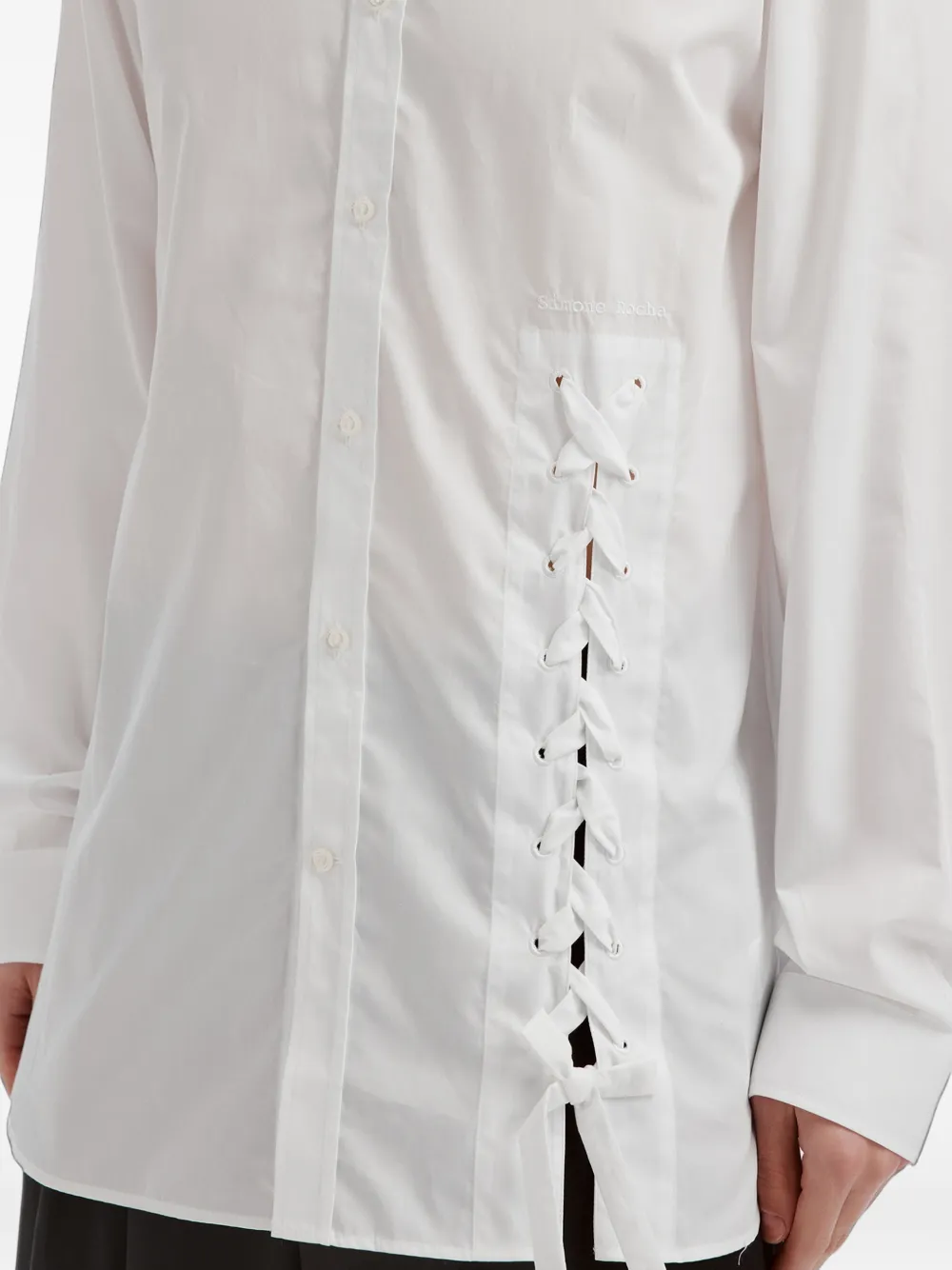 Simone Rocha Easy lace-up logo-embroidered shirt Wit