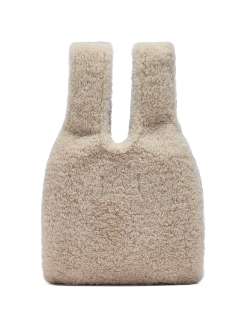 Simone Rocha mini crystal-embellished faux-shearling tote bag Beige