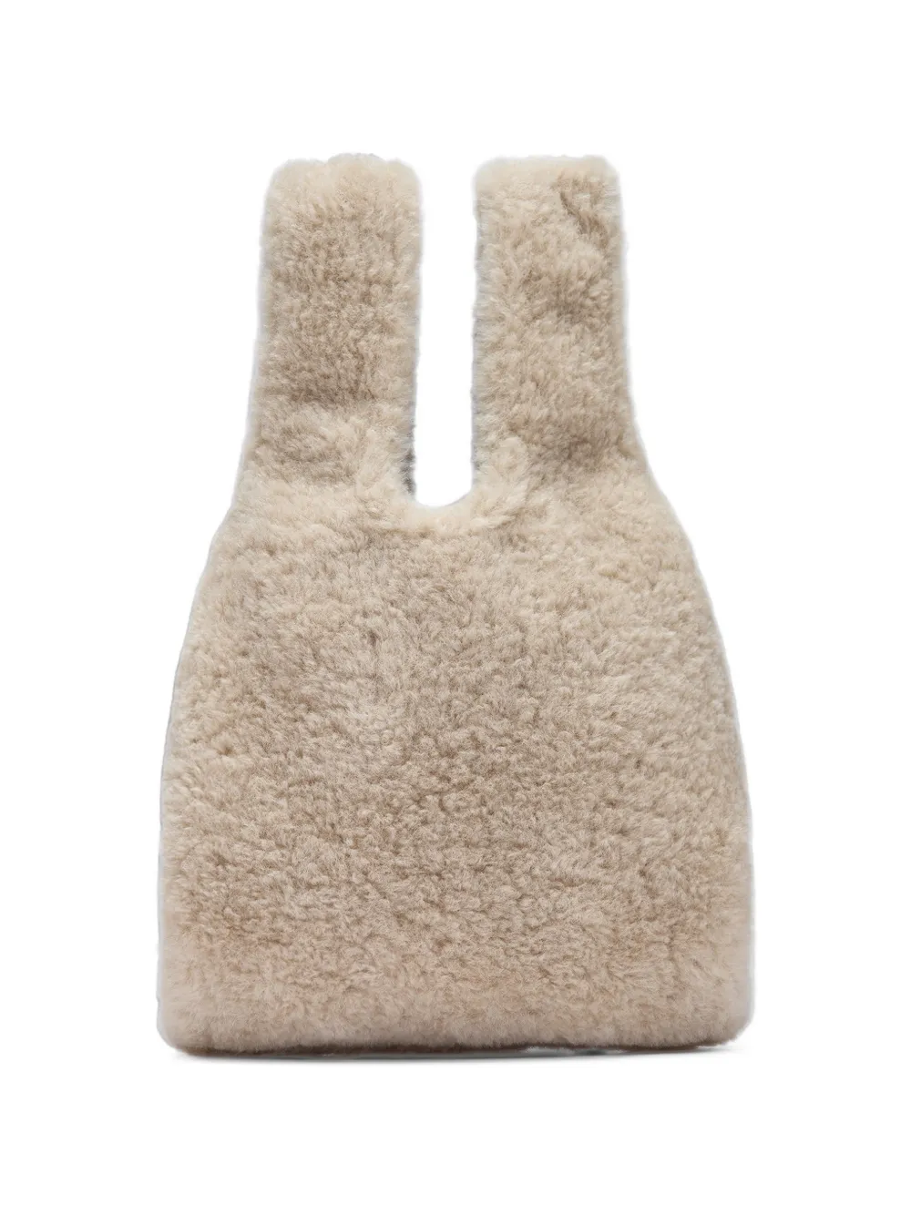 Simone Rocha mini crystal-embellished faux-shearling tote bag Beige