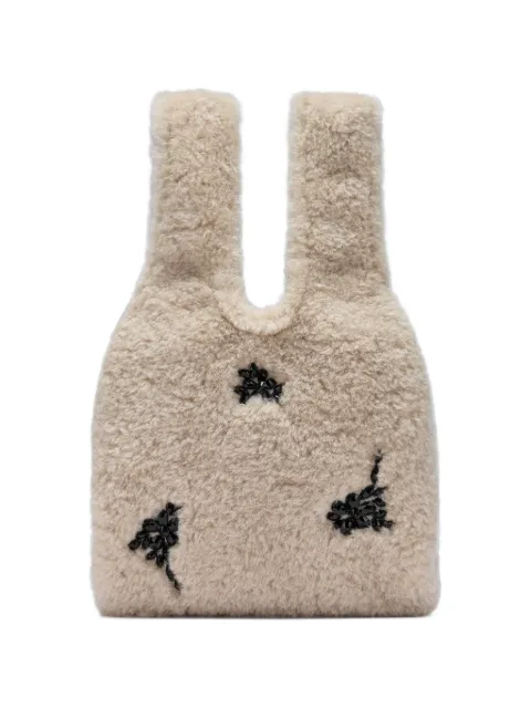 Simone Rocha tote mini con efecto lana y detalles de cristal