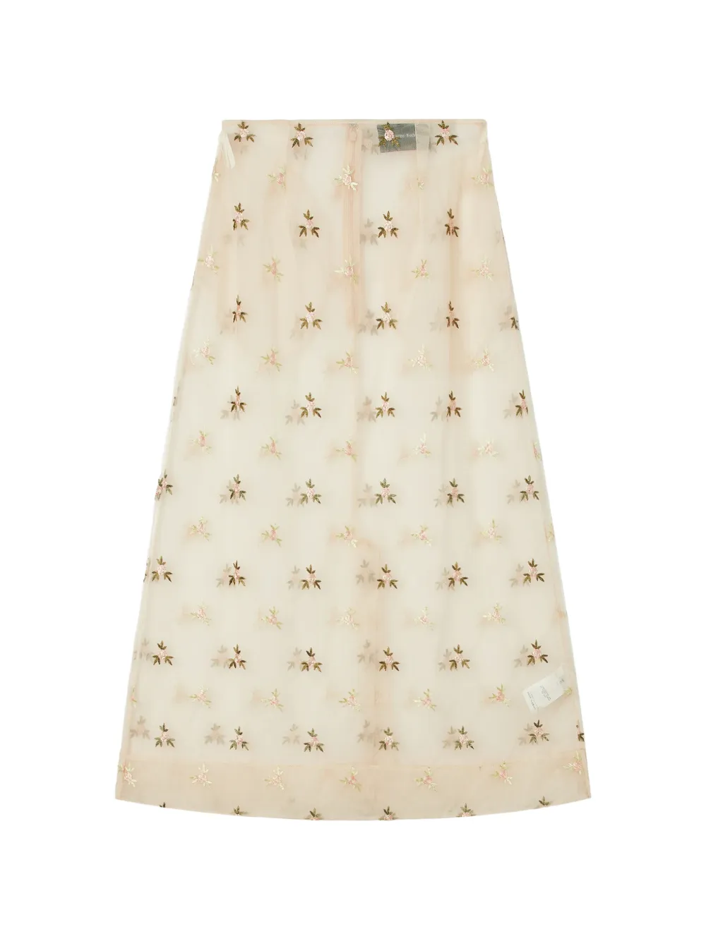 Simone Rocha Ripple floral-embroidered tulle midi skirt - Toni neutri