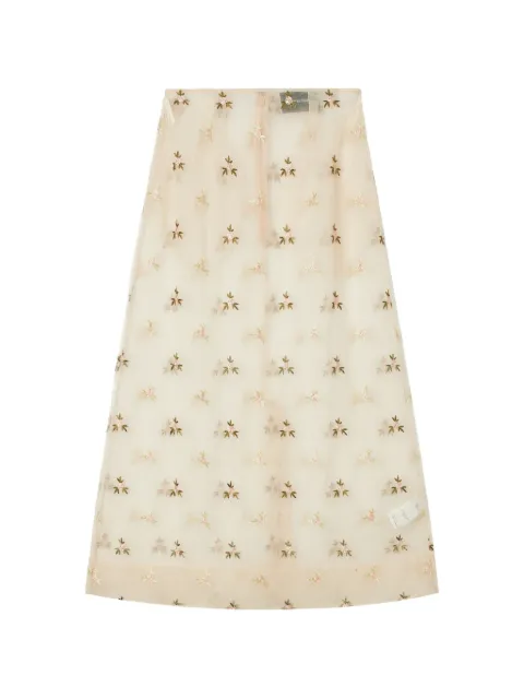 Simone Rocha Ripple floral-embroidered tulle midi skirt