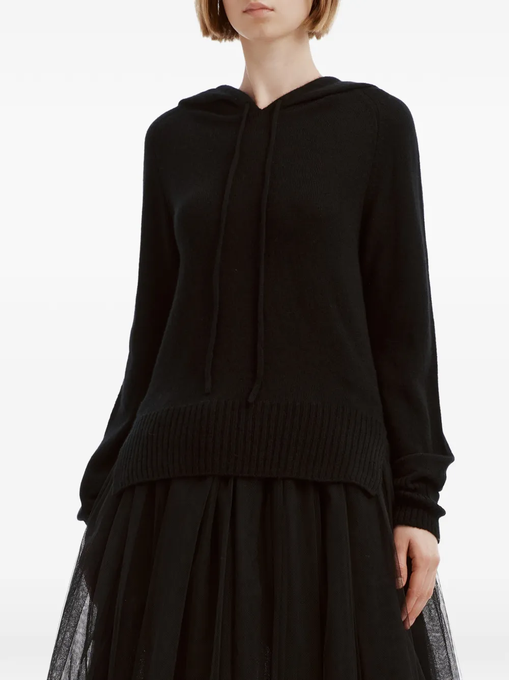 Simone Rocha bead-embellished cashmere hoodie Zwart