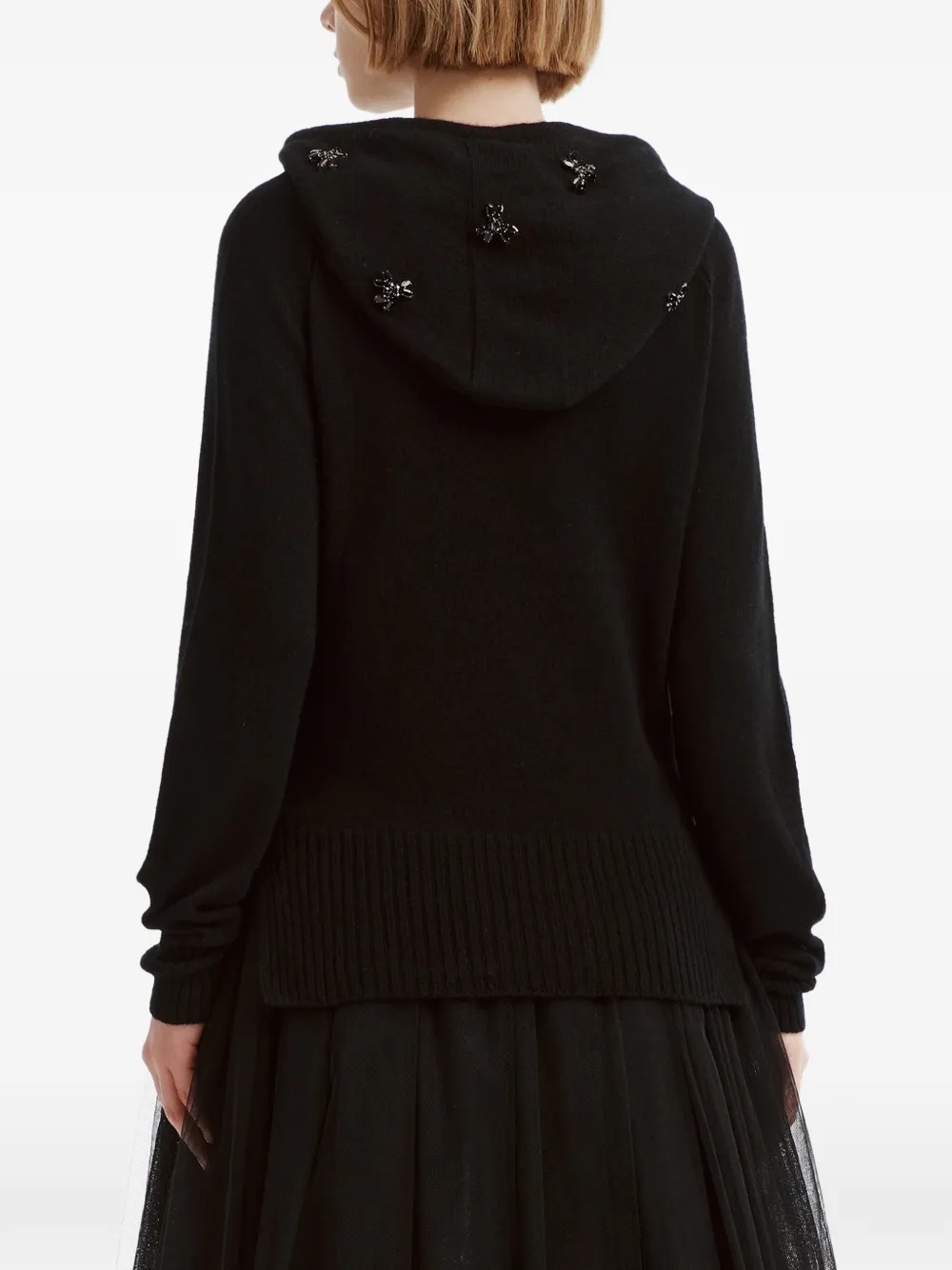 Simone Rocha bead-embellished cashmere hoodie Zwart