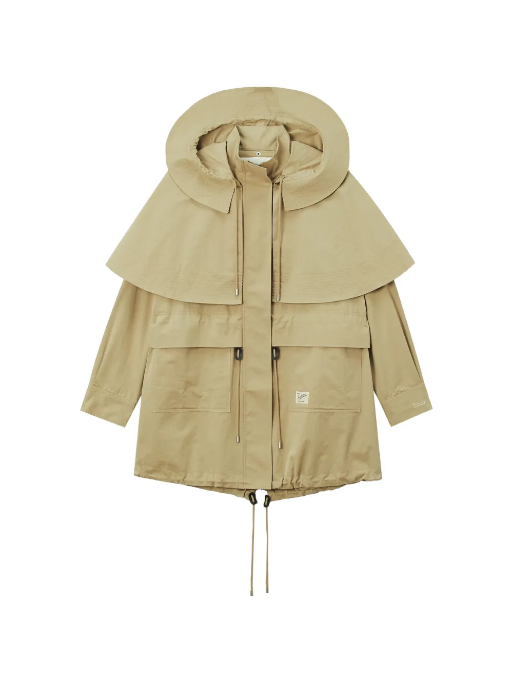 Sea Odessa cape-detail drawstring coat Beige