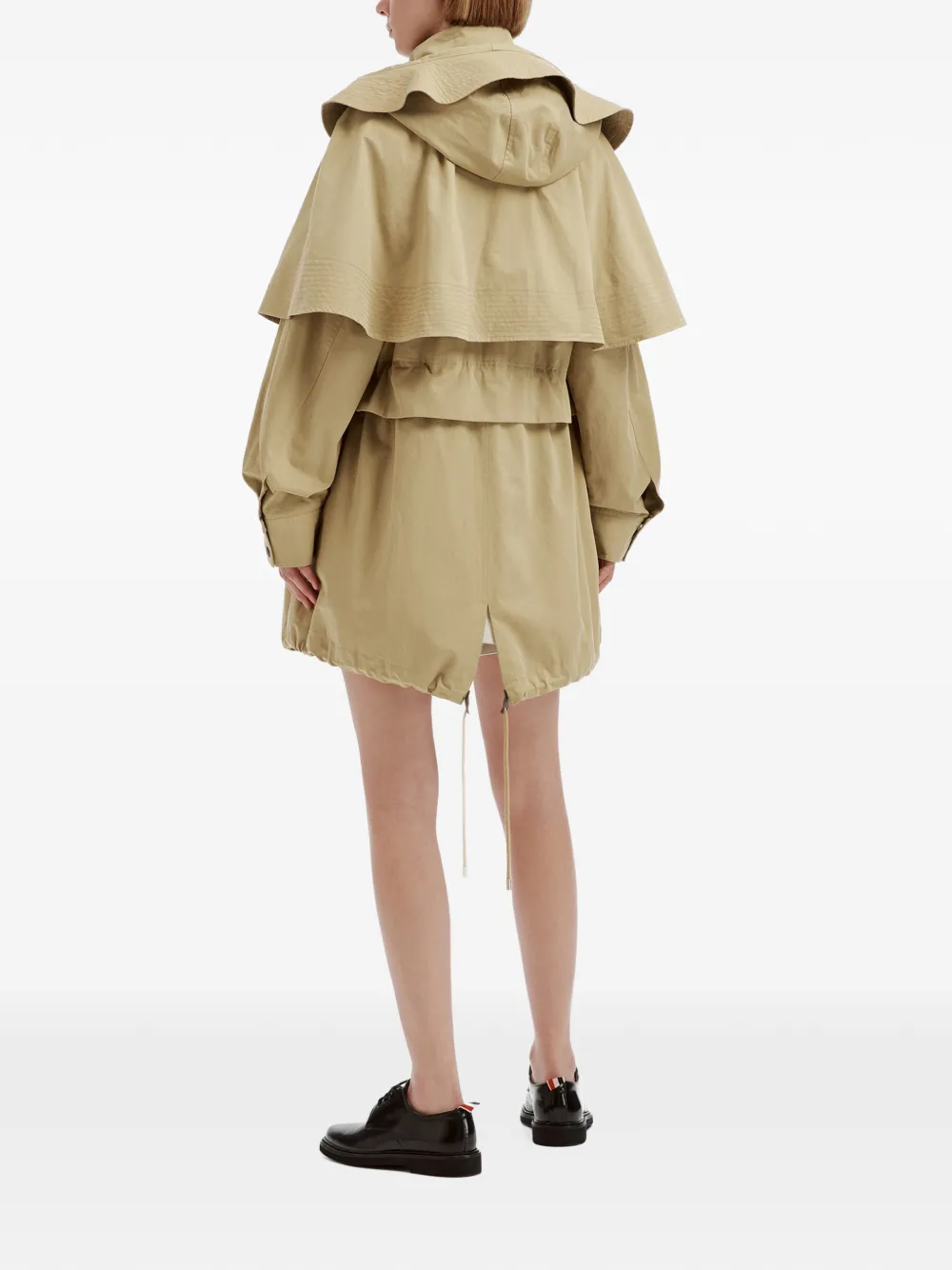 Sea Odessa cape-detail drawstring coat Beige
