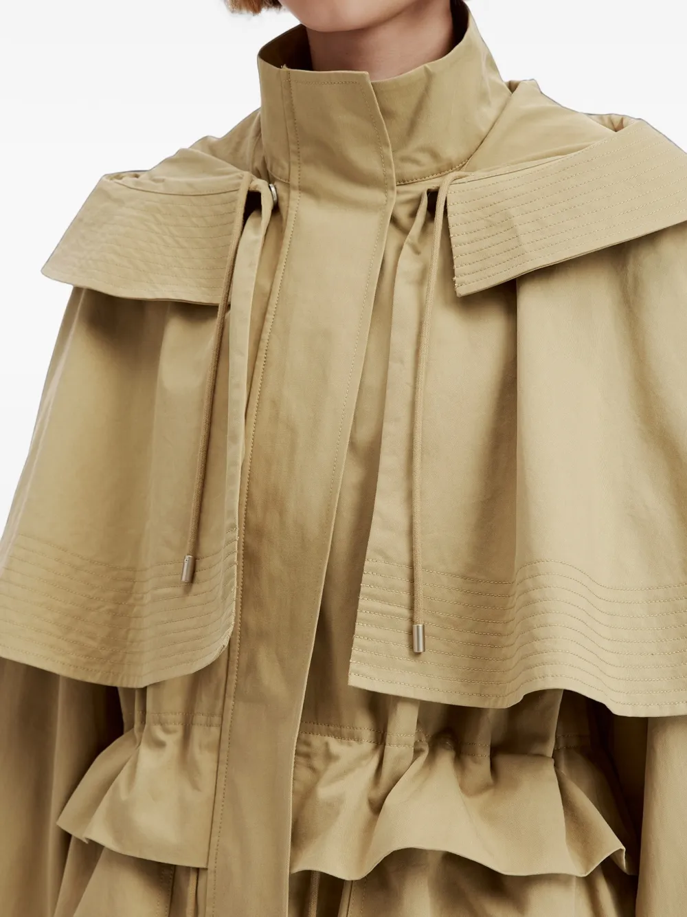 Sea Odessa cape-detail drawstring coat Beige