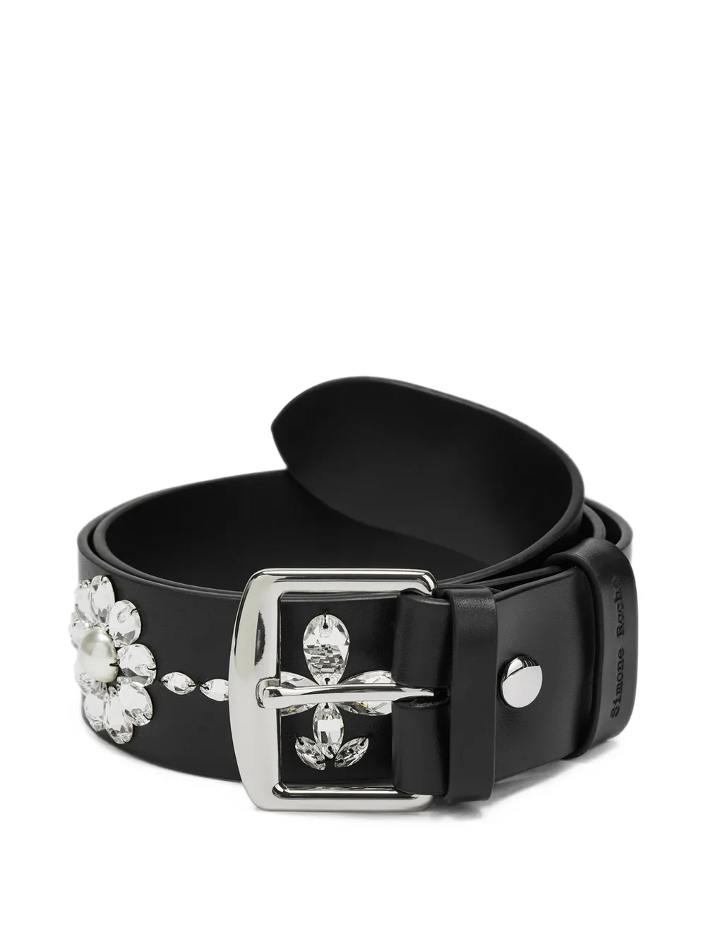 Simone Rocha crystal-embellished leather belt Zwart