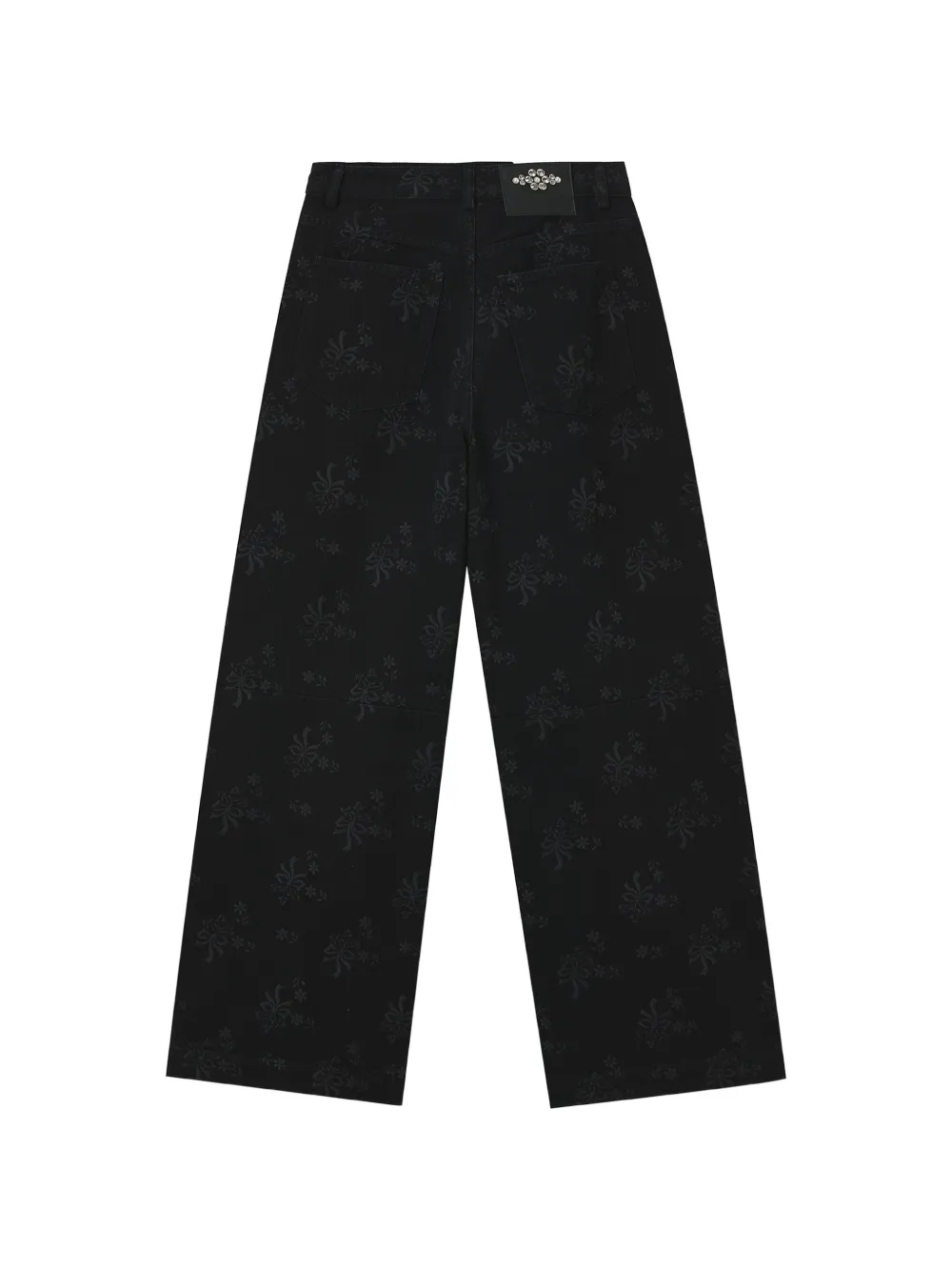 Simone Rocha floral-print crystal-embellished jeans Zwart