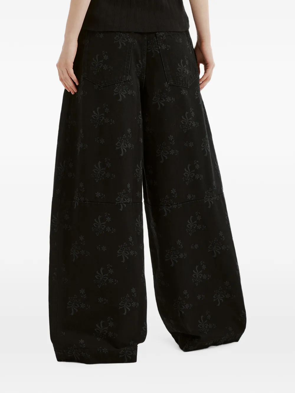 Simone Rocha floral-print crystal-embellished jeans Zwart