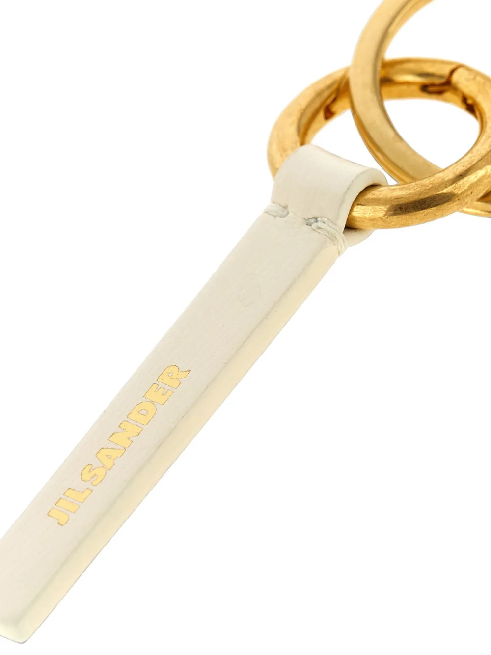 Jil Sander logo-stamp leather keyring Wit