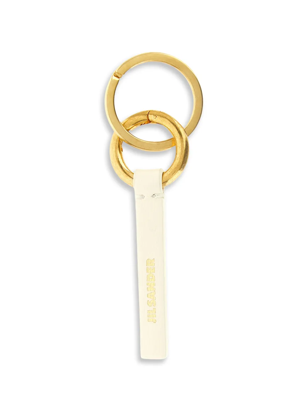 Jil Sander logo-stamp leather keyring Wit