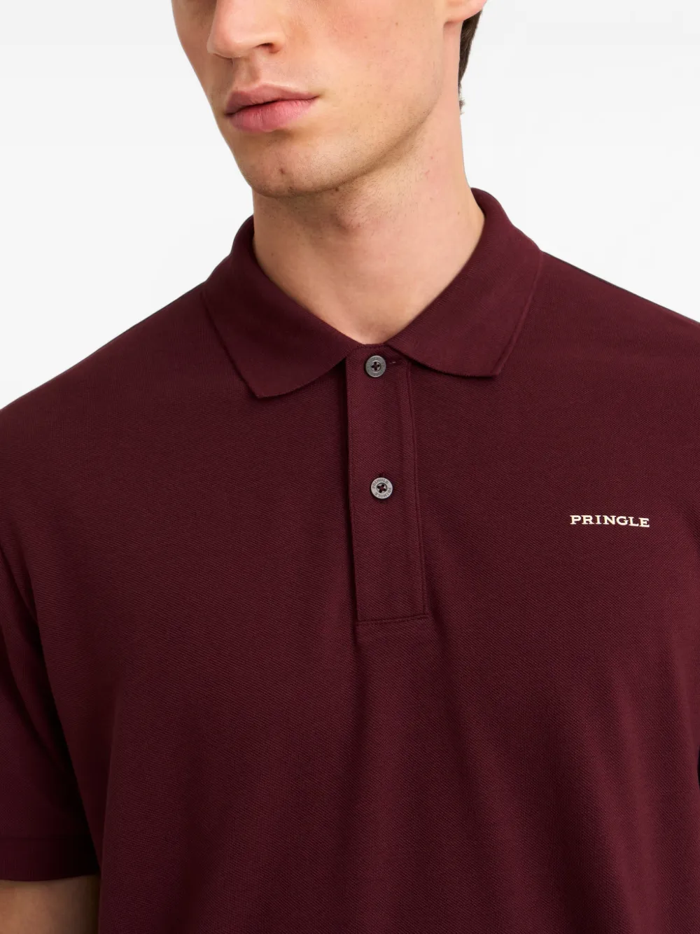Pringle of Scotland logo-print piqué polo shirt Rood