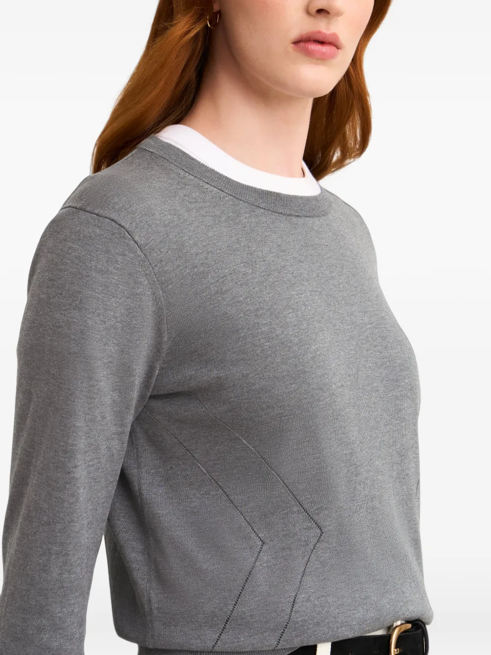 Pringle of Scotland pointelle-knit crew-neck sweater Grijs