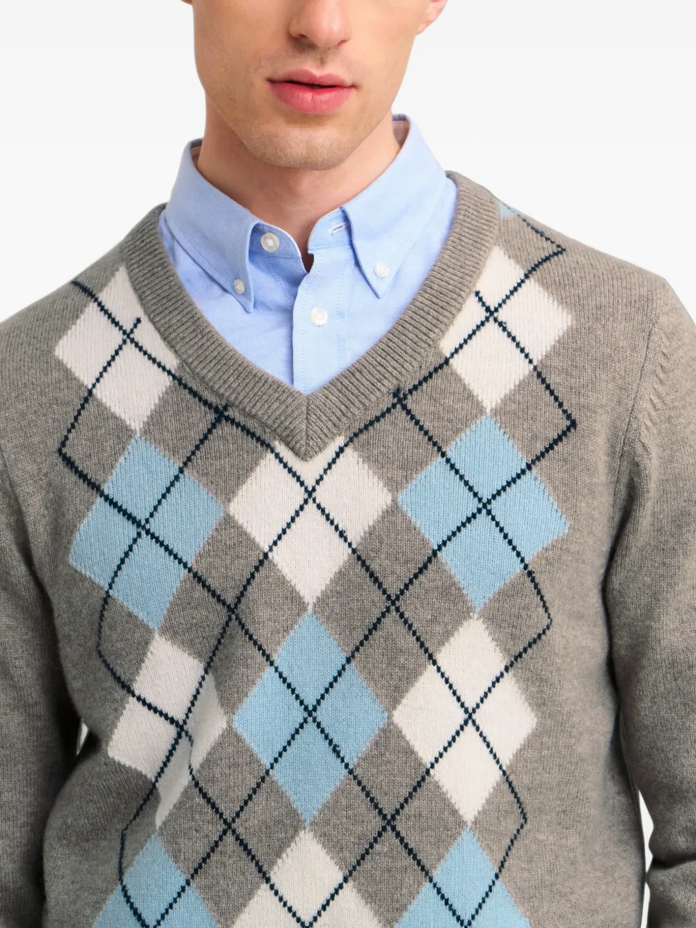 Pringle of Scotland Argyle-pattern V-neck sweater Bruin