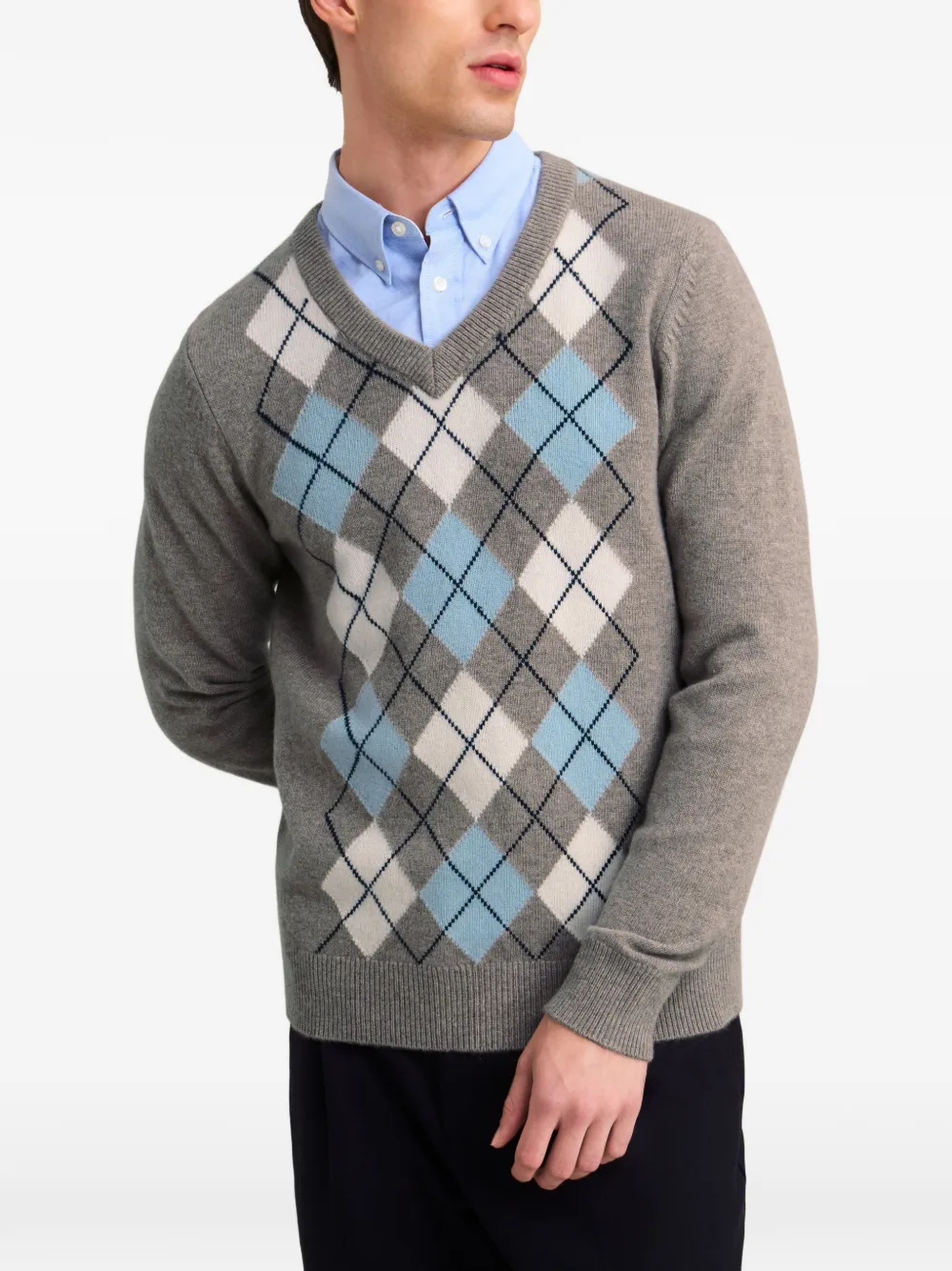 Pringle of Scotland Argyle-pattern V-neck sweater Bruin